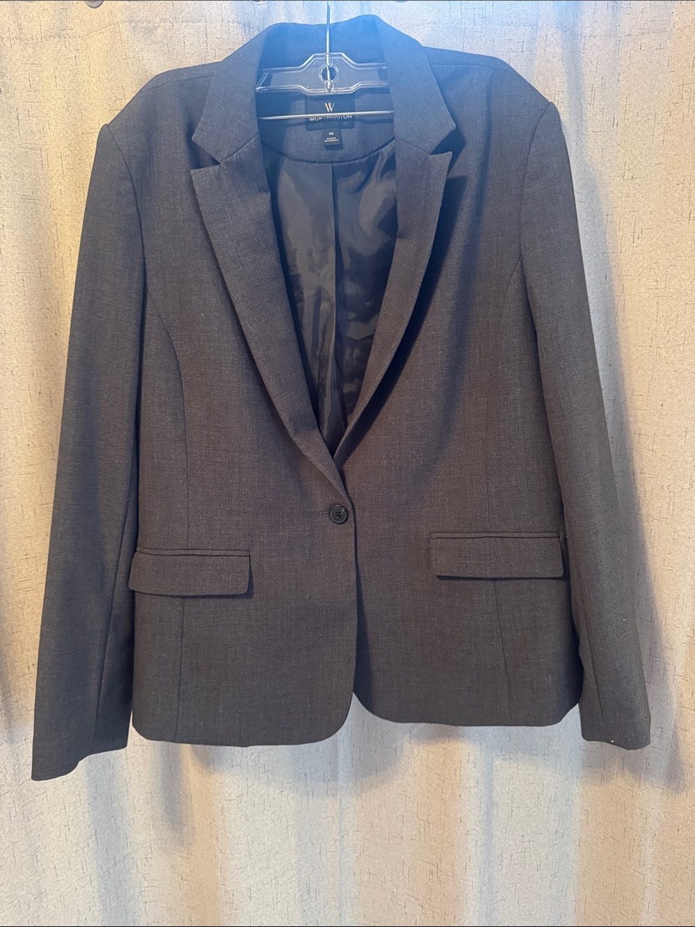 Worthington Women's Charcoal Gray Single-Button Blazer